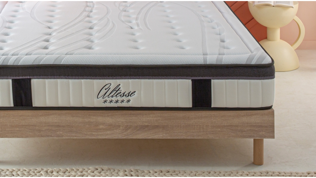 Ensemble | Matelas ALTESSE - Mémoire de Forme | Sommier KIT BOIS