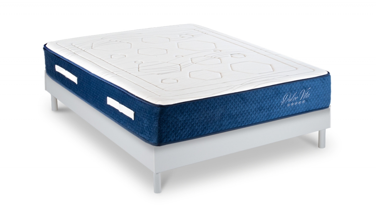 Ensemble | Matelas DOLCE VITA Ressorts Ensachés | Sommier KIT BOIS