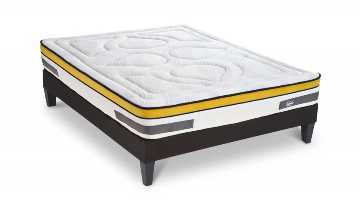 Ensemble | Matelas AUBERTIN - Ressorts Ensachés | Sommier KIT BOIS