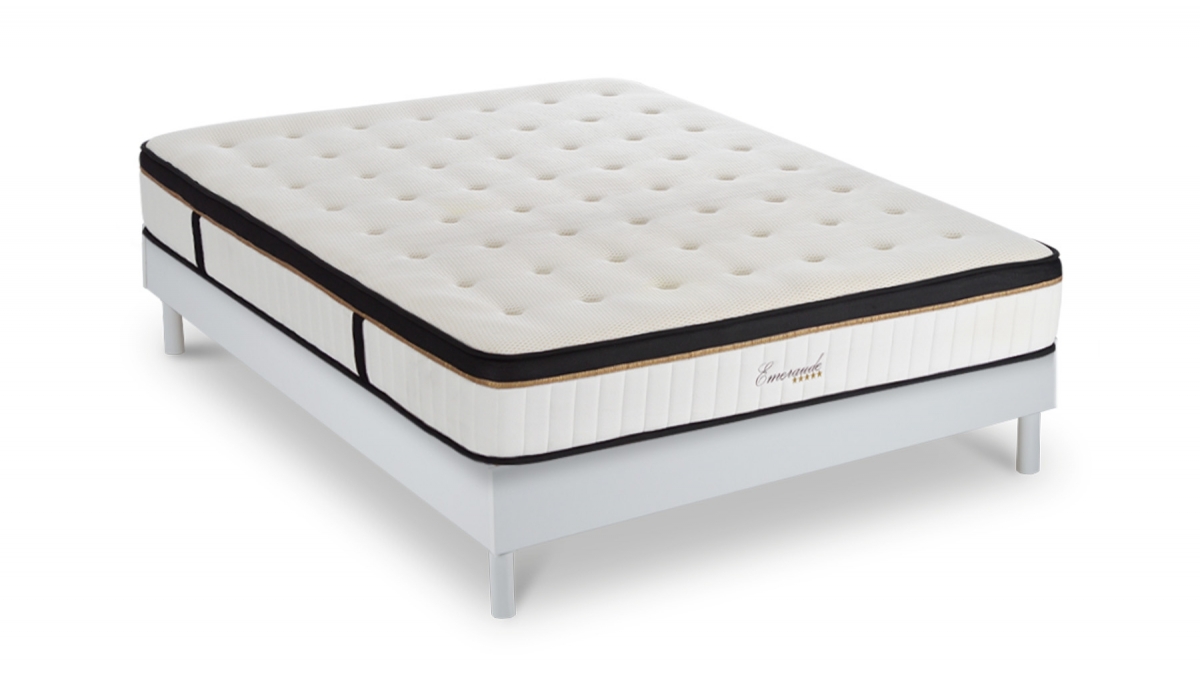 Ensemble | Matelas EMERAUDE - Mémoire de Forme | Sommier KIT BOIS