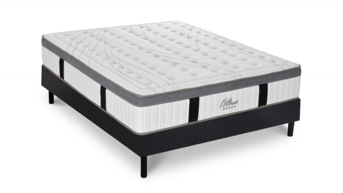 Ensemble | Matelas ALTESSE - Mémoire de Forme | Sommier KIT BOIS