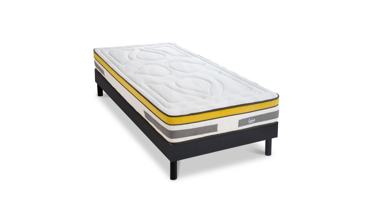 Ensemble | Matelas AUBERTIN - Ressorts Ensachés | Sommier KIT BOIS