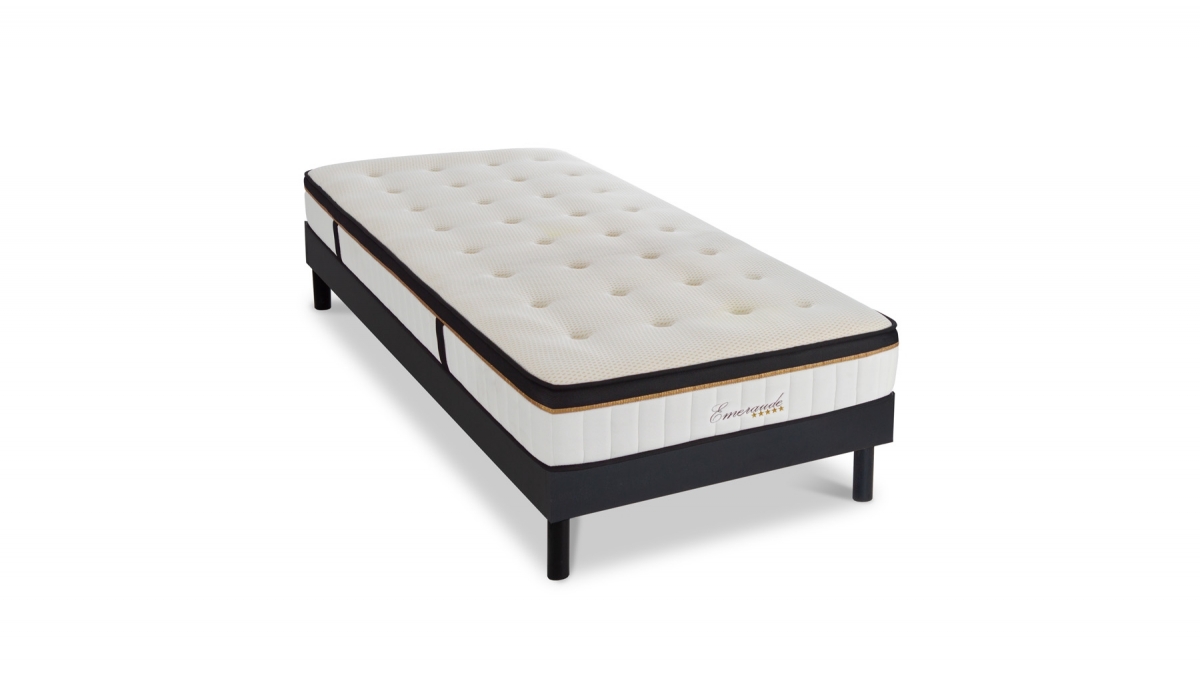 Ensemble | Matelas EMERAUDE - Mémoire de Forme | Sommier KIT BOIS