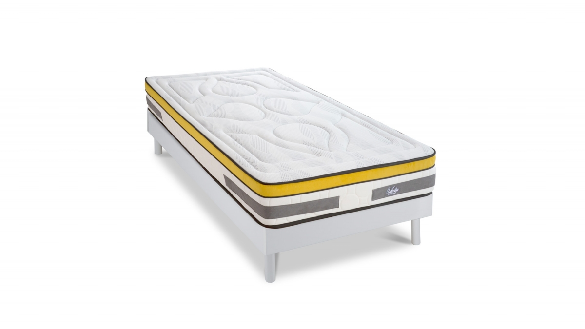 Ensemble | Matelas AUBERTIN - Ressorts Ensachés | Sommier KIT BOIS