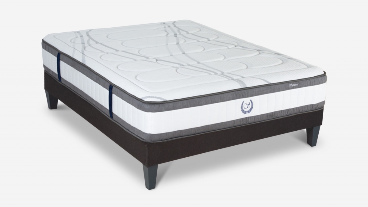 Ensemble | Matelas SIGNATURE - Mémoire de forme| Sommier KIT TISSU - Gris anthracite