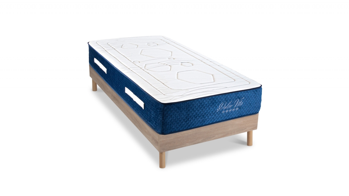 Ensemble | Matelas DOLCE VITA Ressorts Ensachés | Sommier KIT BOIS