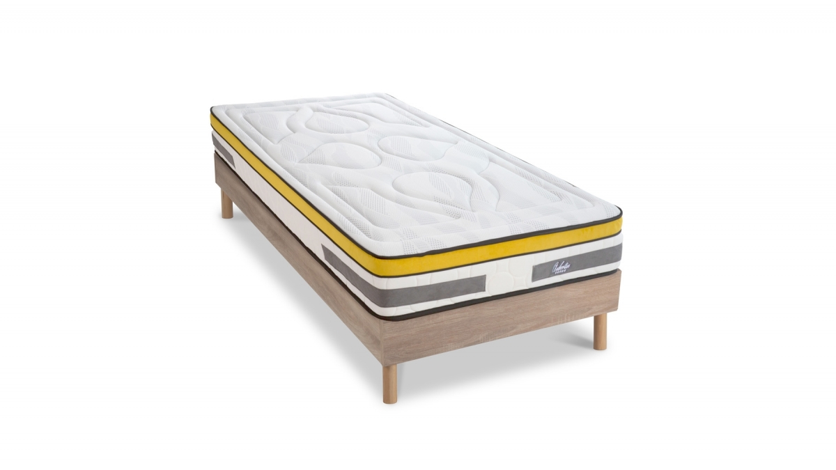 Ensemble | Matelas AUBERTIN - Ressorts Ensachés | Sommier KIT BOIS