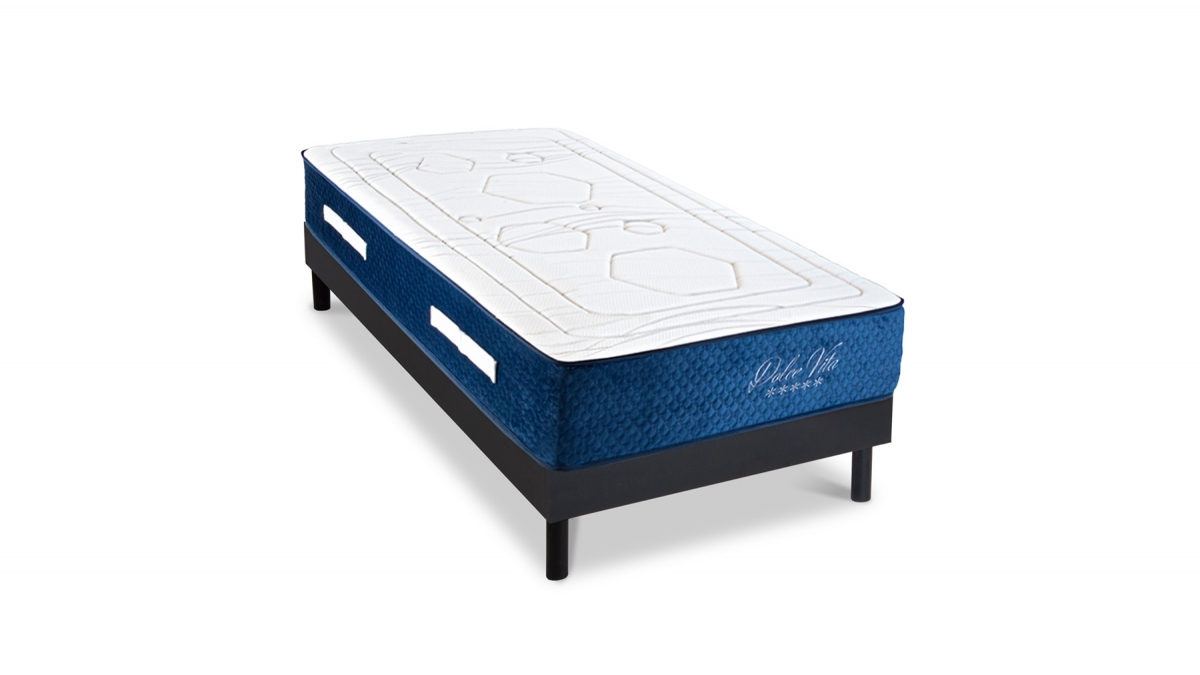 Ensemble | Matelas DOLCE VITA Ressorts Ensachés | Sommier KIT BOIS