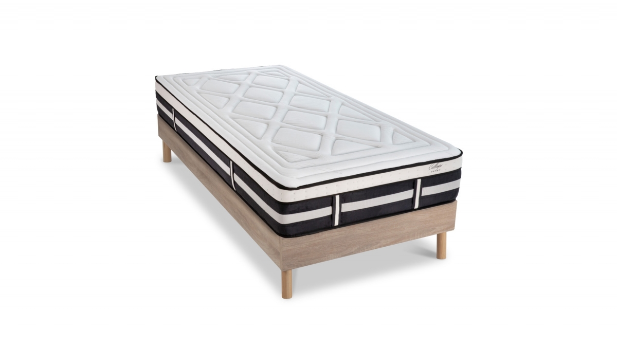 Ensemble | Matelas CALLIOPE - Mémoire de Forme | Sommier KIT BOIS