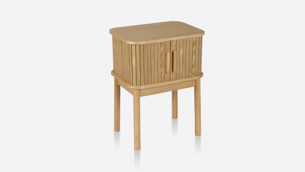 Table de nuit 2 portes 40x30 cm - Bois strié - ENVIO