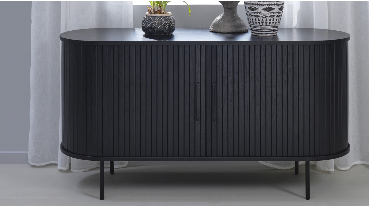 Buffet bois noir ALBA - 140x76x45 cm