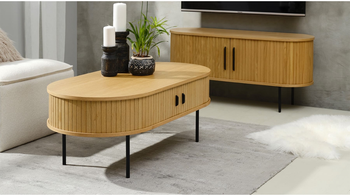 Table basse bois naturel ALBA - 60x120 cm