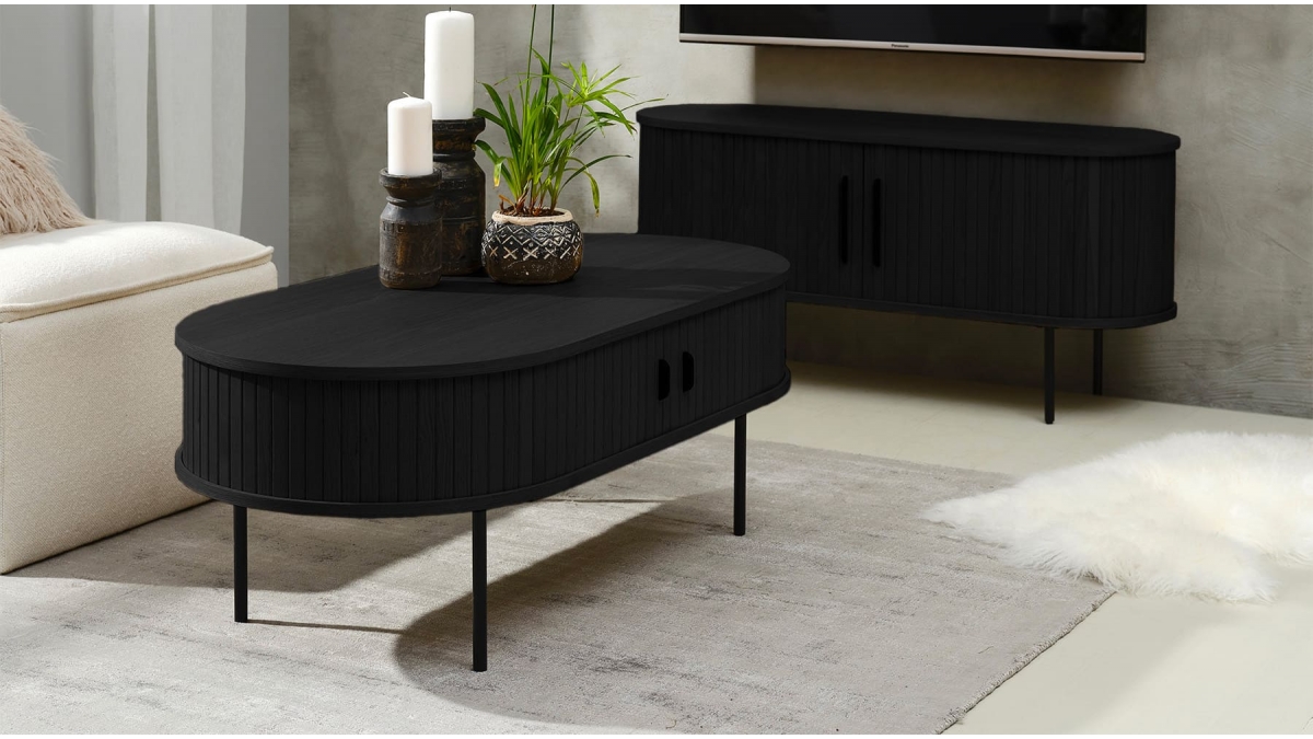 Table basse bois noir ALBA - 60x120 cm