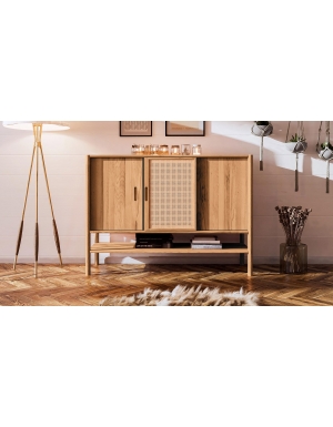 Buffet bois h&ecirc;tre et cannage SOGNO