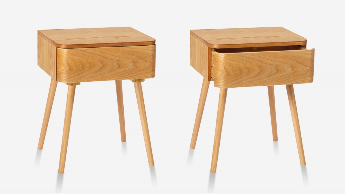 Set 2 tables de chevet bois OGGI - 40x34x51 cm