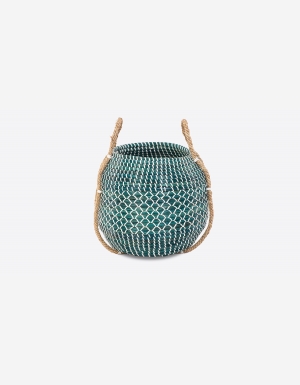 PANIER JONC DE MER BLEU TURQUOISE