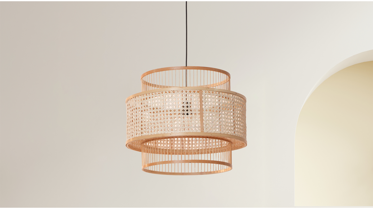 Abat-jour Vintage Tissé - Pour Suspension, Lampe Chevet Ou îlot Cuisine - Décoration Intérieur Style Rétro
