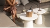 Table basse ronde ø46 cm - Effet travertin - JUNO
