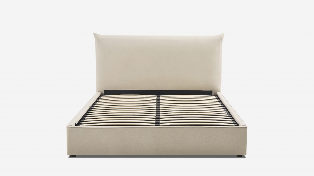 Lit coffre - Effet lin beige - OPERA