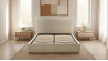 Lit coffre - Velours côtelé beige - OPERA