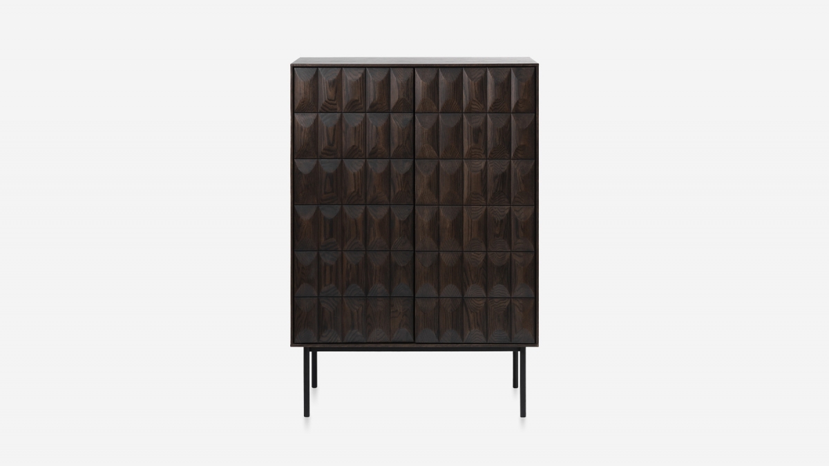 Buffet haut 2 portes 2 tiroirs - Bois foncé - POSADA