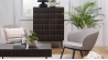 Buffet haut 2 portes - Bois strié - MIRANO