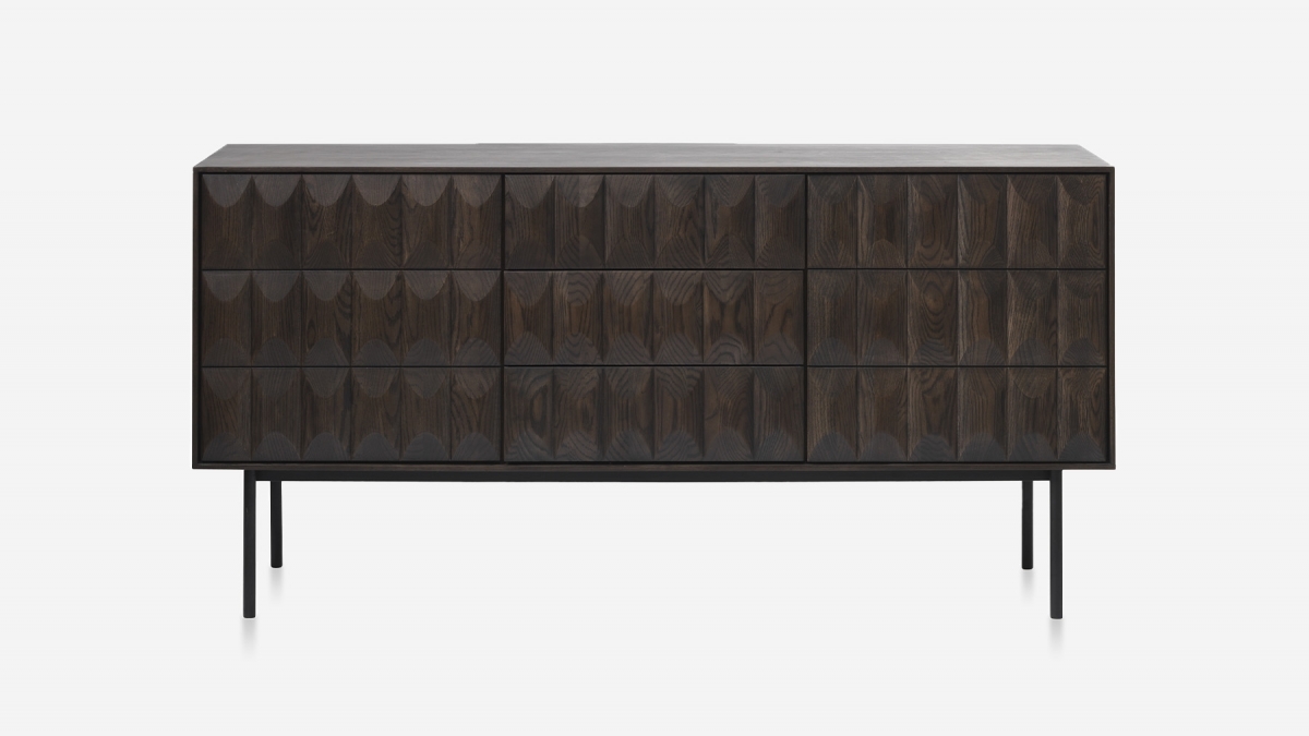 Buffet 2 portes 3 tiroirs 160 cm - Bois foncé - POSADA