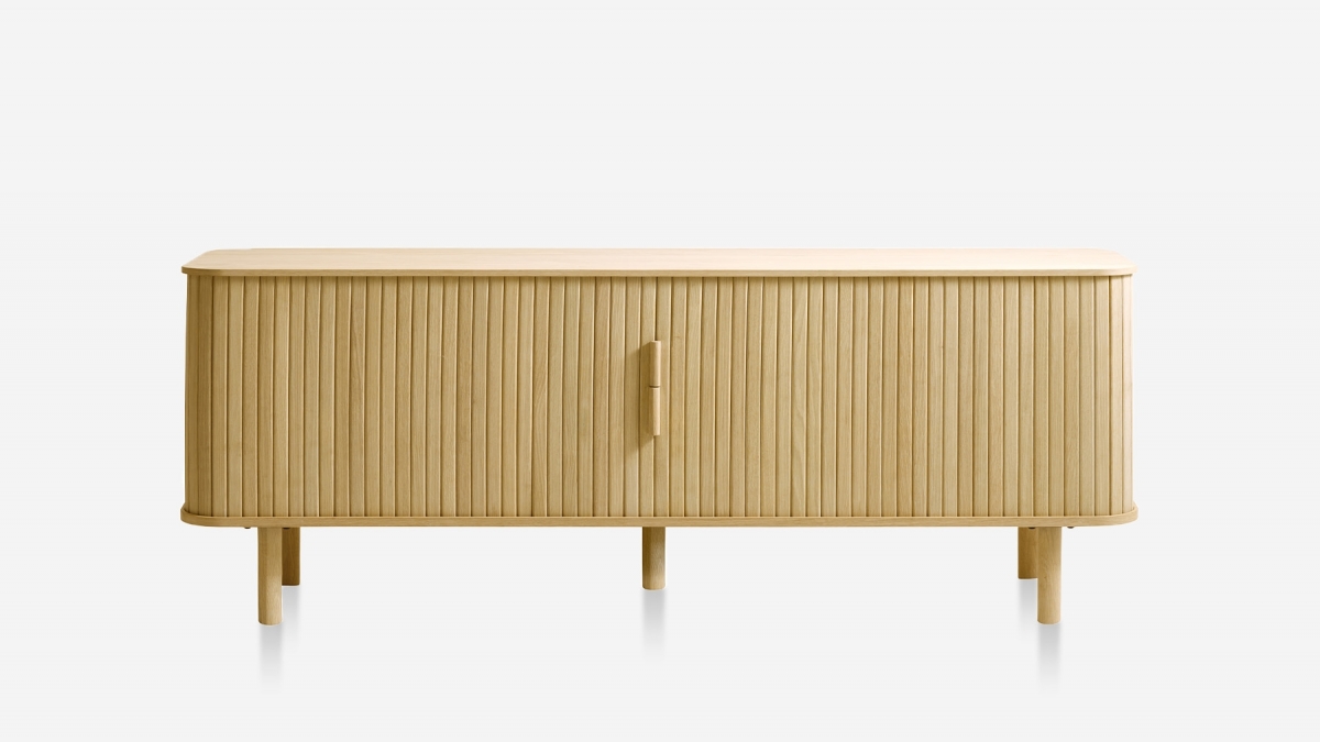 Meuble bas 2 portes 160 cm - Bois naturel - OLBIA