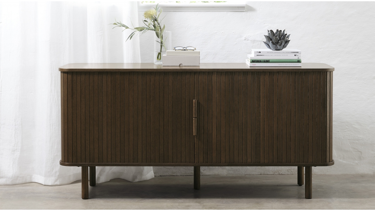 Buffet 2 portes 160 cm - Bois foncé - OLBIA