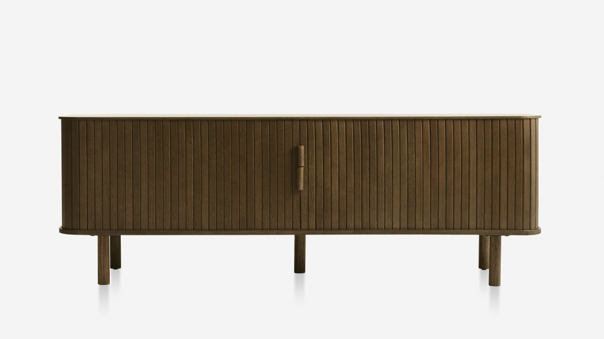 Meuble bas 2 portes 160 cm - Bois foncé - OLBIA