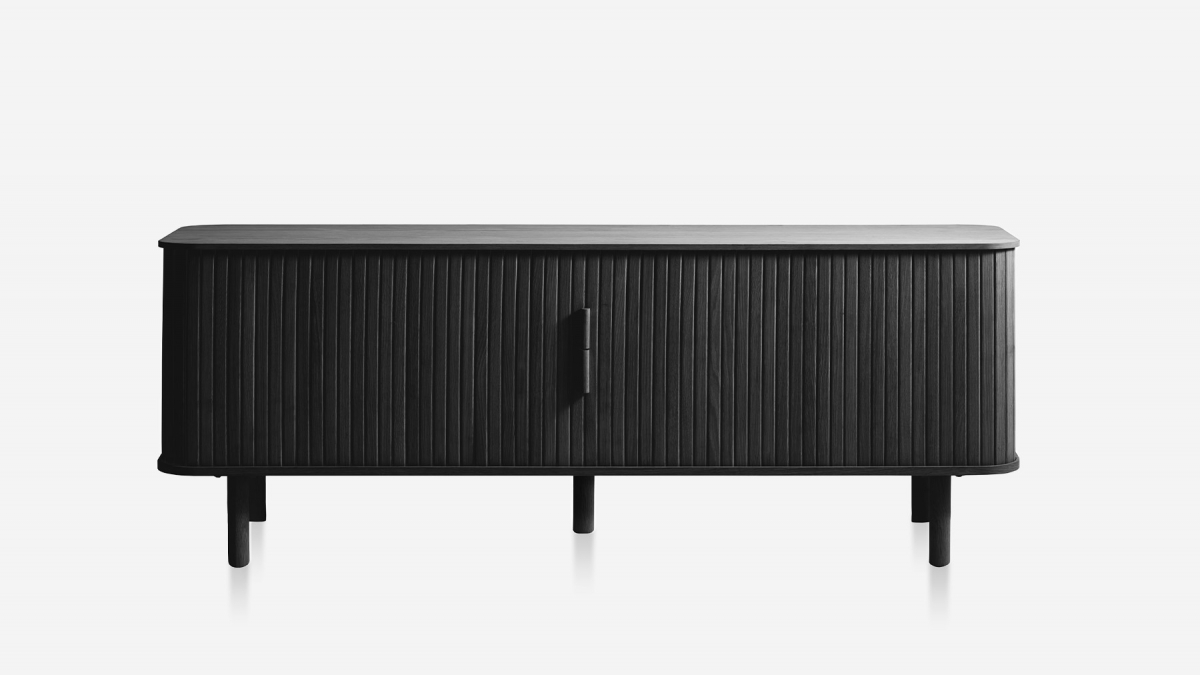 Meuble bas 2 portes 160 cm - Bois noir - OLBIA