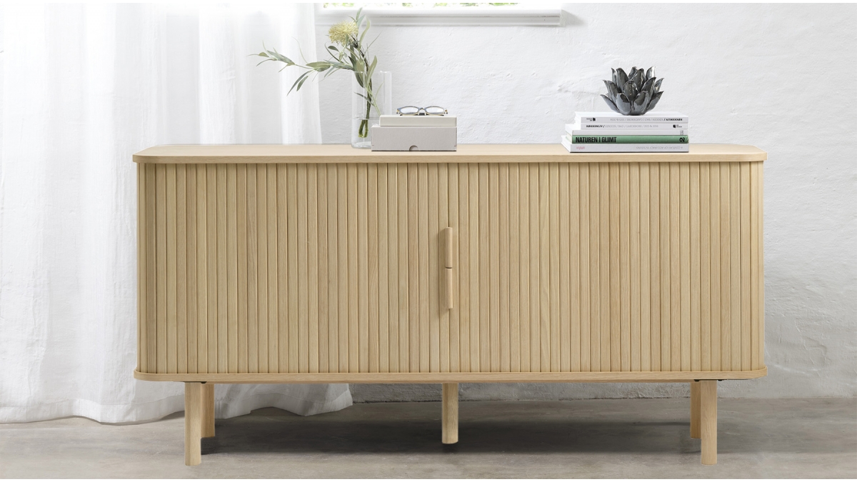 Buffet 2 portes 160 cm - Bois naturel - OLBIA
