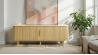 Meuble bas 2 portes 180 cm - Bois naturel - ALBA