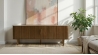 Meuble bas 2 portes 180 cm - Bois naturel - ALBA