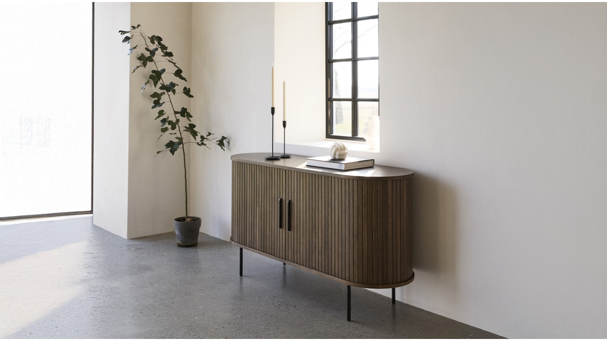 Buffet 2 portes 140 cm - Bois foncé - ALBA