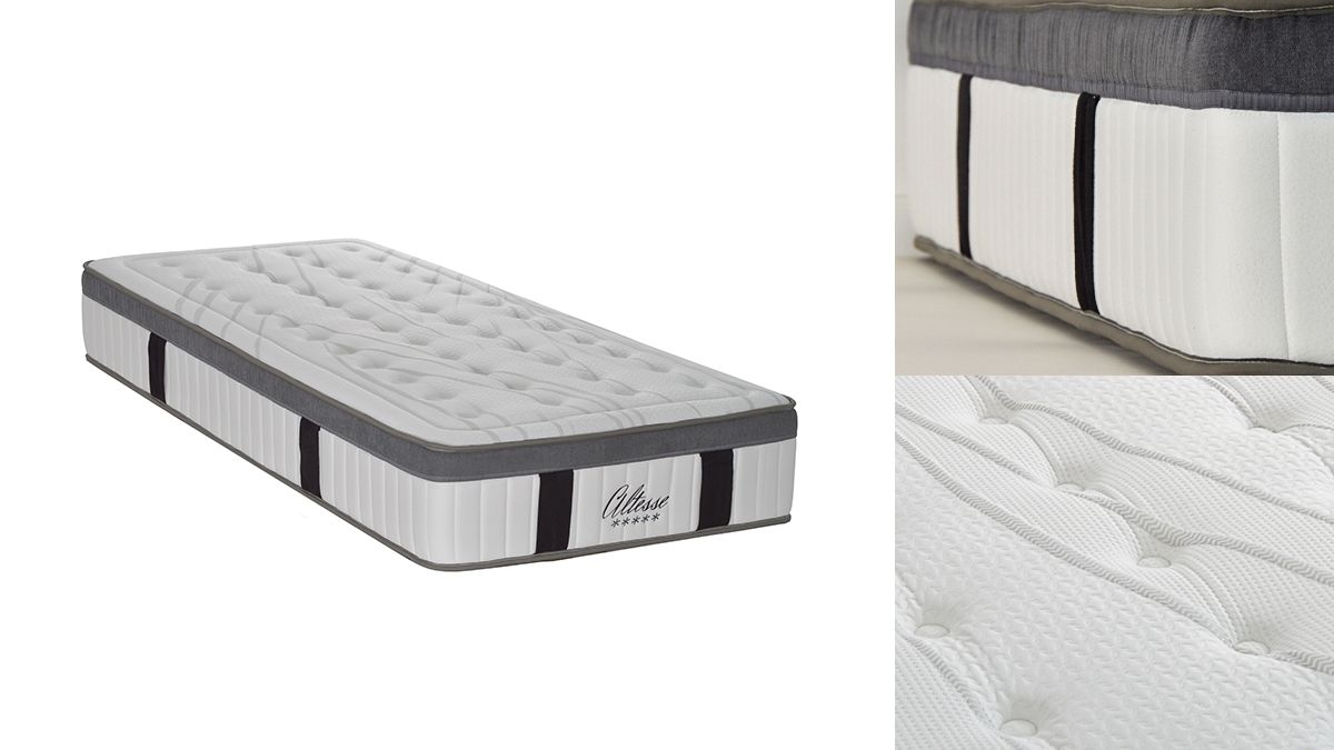 Ensemble | Matelas ALTESSE - Mémoire de Forme | Sommier KIT TISSU - Gris anthracite