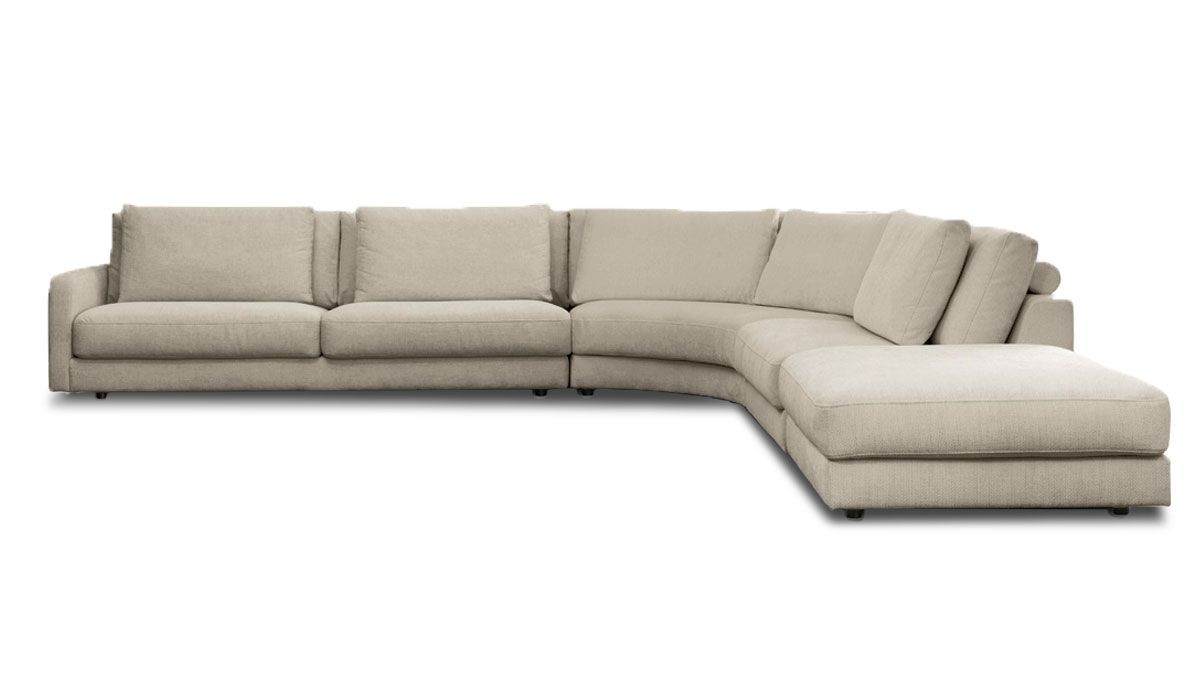 Canapé d'Angle Arrondi en Tissu Venezia | 6 places | Maison Aubertin