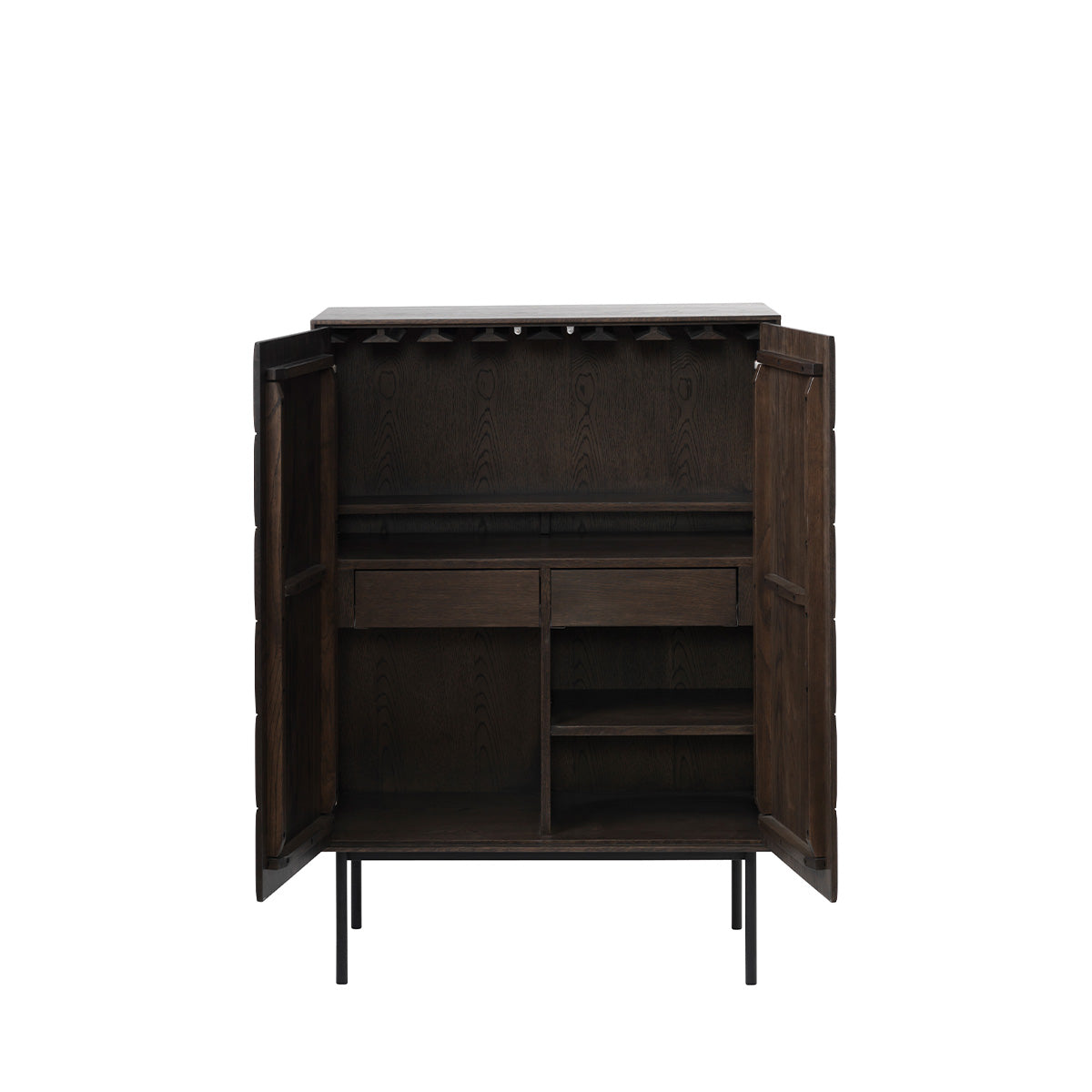 Buffet haut 2 portes 2 tiroirs - Bois foncé - POSADA