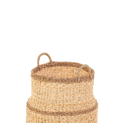 Panier jonc de mer naturel - BICOLORE