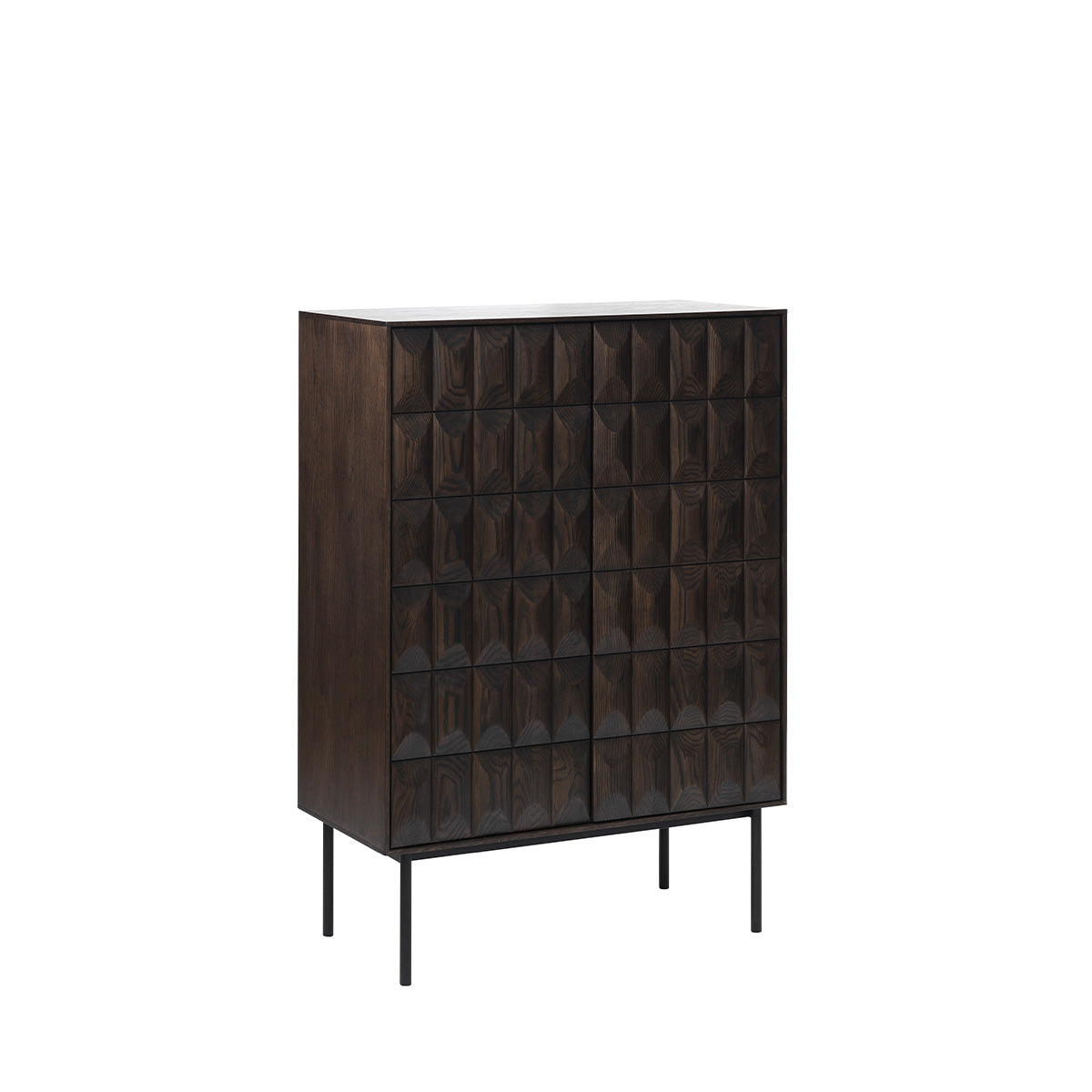 Buffet haut 2 portes 2 tiroirs - Bois foncé - POSADA