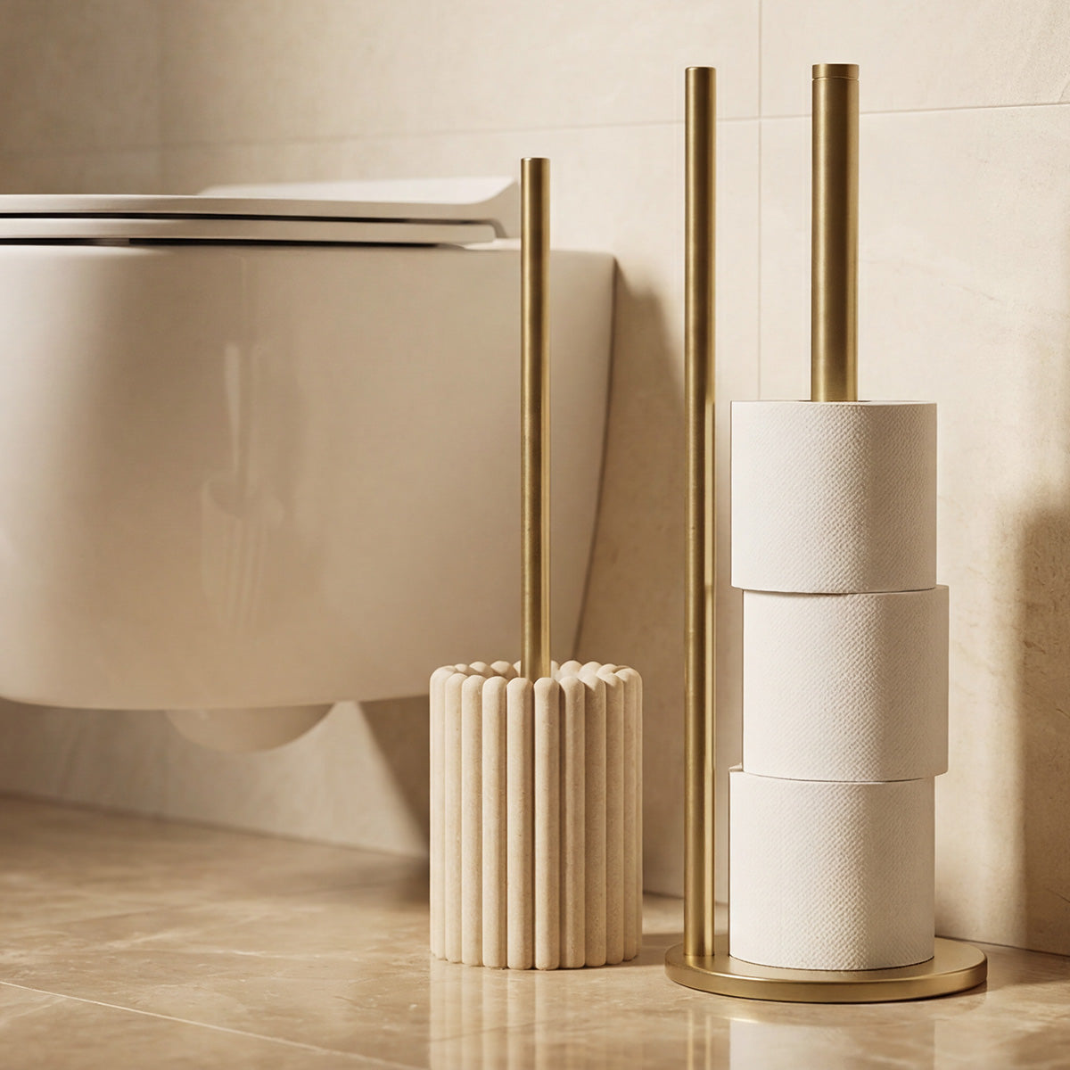 Set salle de bain - Résine beige - LUGANO