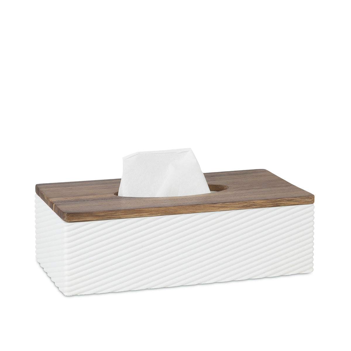 Boîte à mouchoir - Résine blanche et bois - ASCOLI