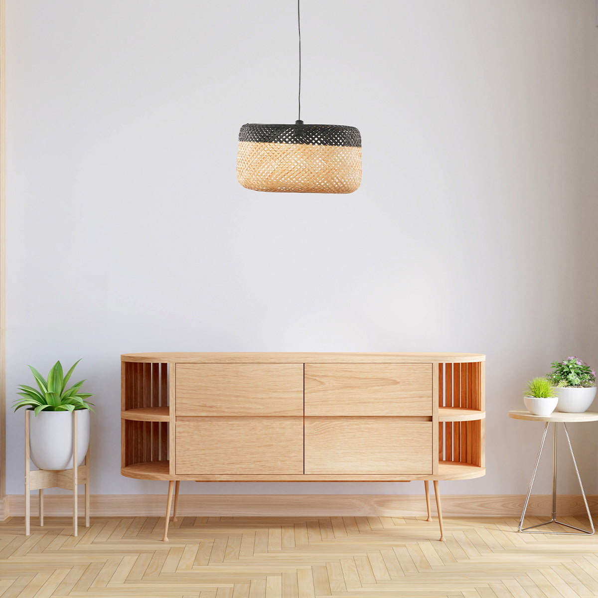 Suspension bambou bicolore - RONDE