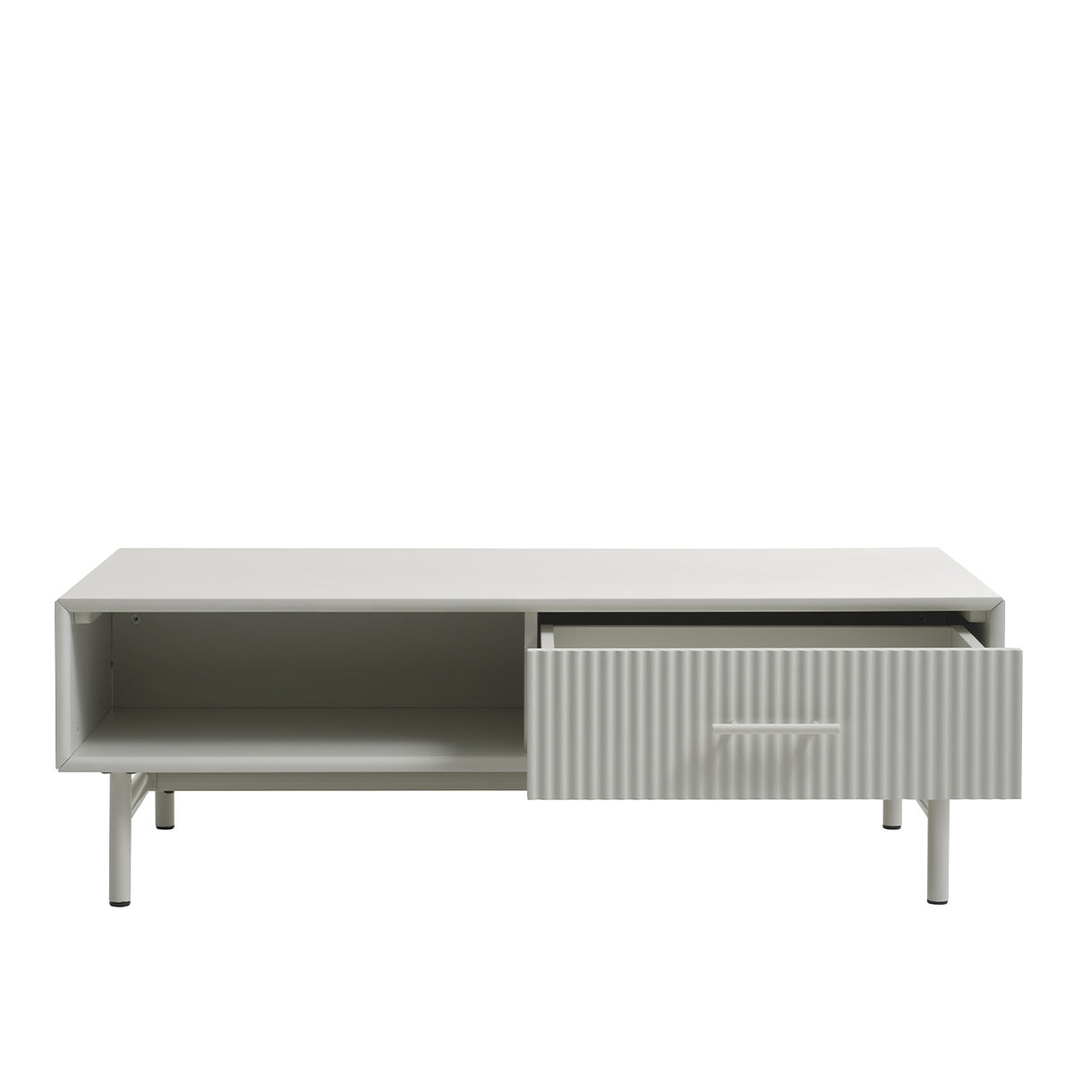 Table basse 120 cm 1 tiroir 1 niche - Bois gris clair - MIRANO