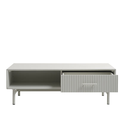 Table basse 120 cm 1 tiroir 1 niche - Bois gris clair - MIRANO