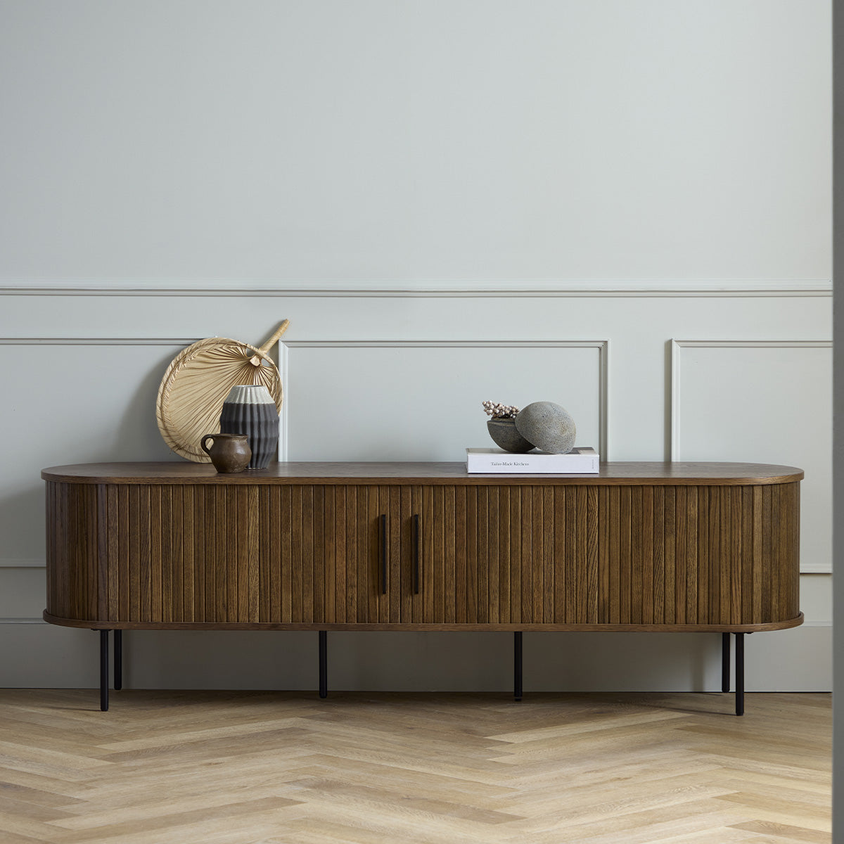 Meuble bas 180 cm 2 portes - Bois - ALBA