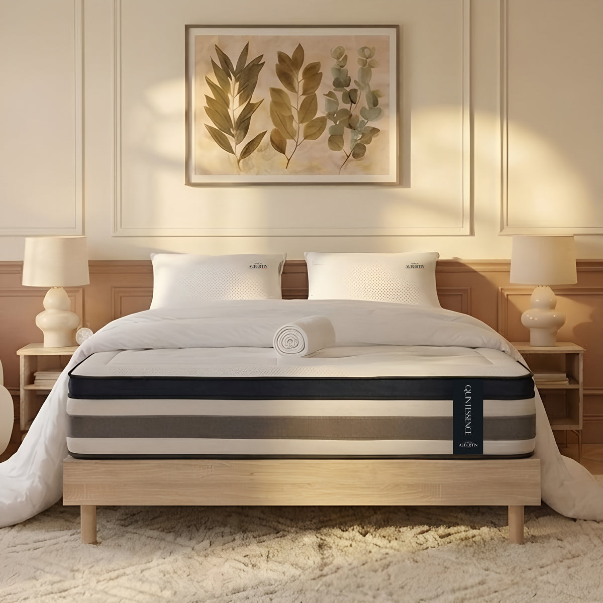 Ensemble literie QUINTESSENCE + accessoires - 30 cm d'épaisseur - Accueil moelleux, soutien ferme