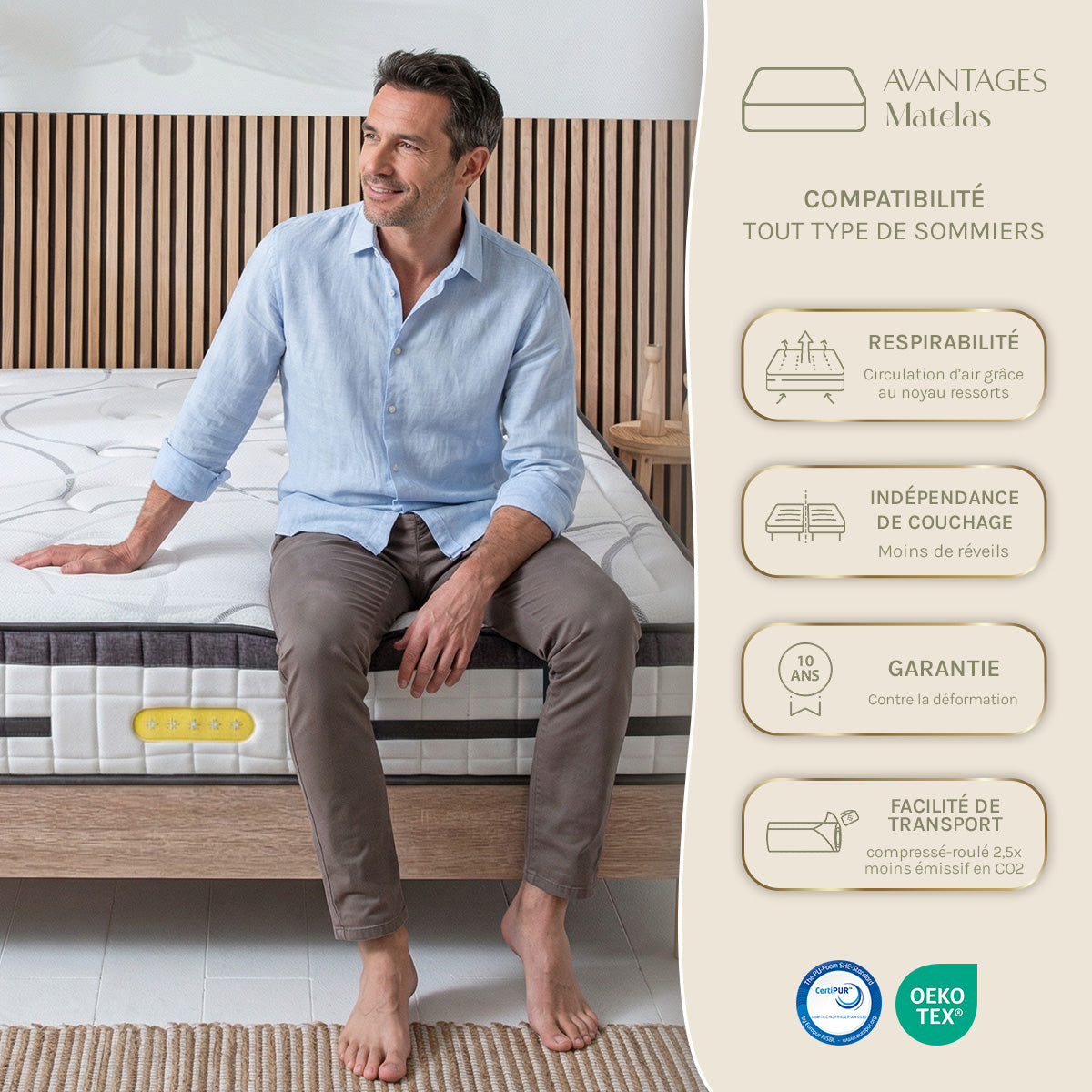 Prêt-à-dormir CONCORDE avec Sommier SÉLÉNA et Accessoires
