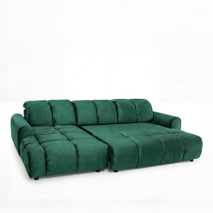 Canapé d'angle convertible - 4 places - Velours - ANACAPRI