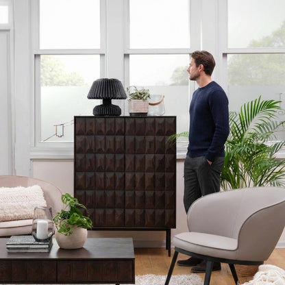 Buffet haut 2 portes 2 tiroirs - Bois foncé - POSADA
